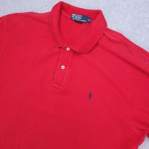 Polo Ralph Lauren Polo  Shirt Men's XL Red Pique Cotton Short‎ Sleeve